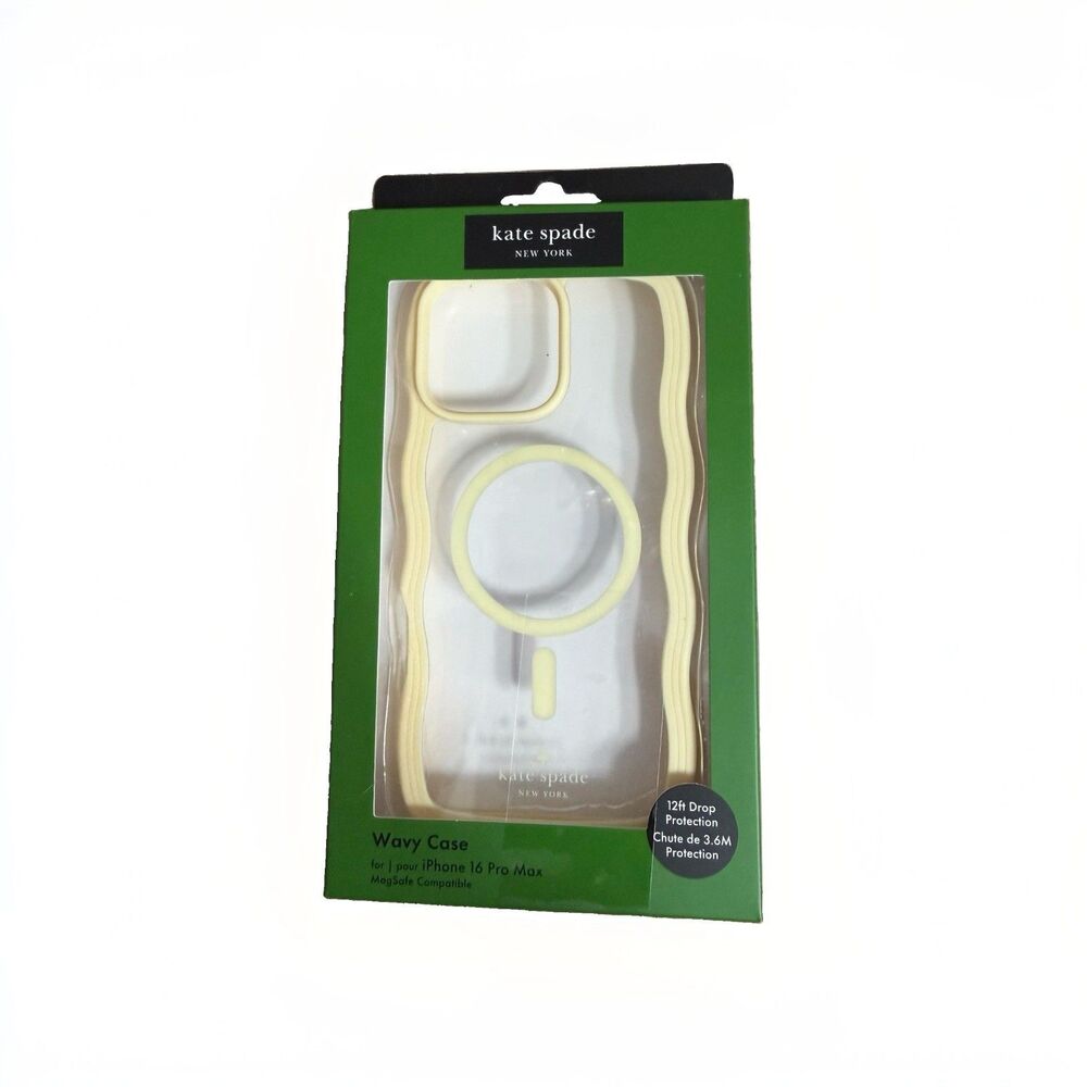 KATE SPADE Case Magsafe For iPHONE 16 Pro Max Wavy Light Yellow Clear New